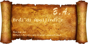 Bródi Apollinár névjegykártya